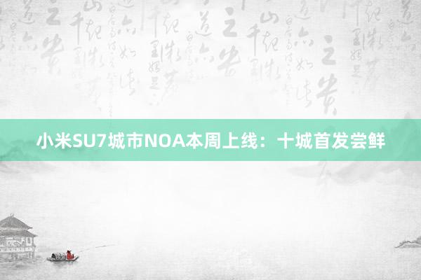 小米SU7城市NOA本周上线：十城首发尝鲜