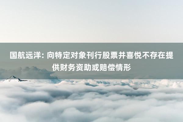 国航远洋: 向特定对象刊行股票并喜悦不存在提供财务资助或赔偿情形