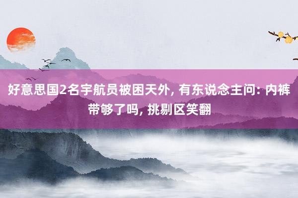 好意思国2名宇航员被困天外, 有东说念主问: 内裤带够了吗, 挑剔区笑翻