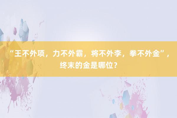 “王不外项，力不外霸，将不外李，拳不外金”，终末的金是哪位？