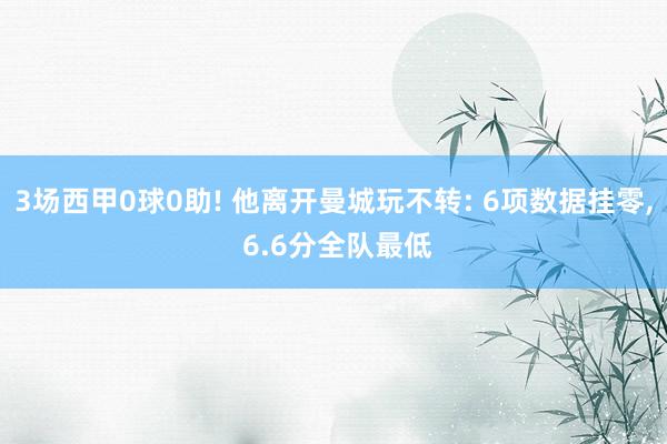 3场西甲0球0助! 他离开曼城玩不转: 6项数据挂零, 6.6分全队最低