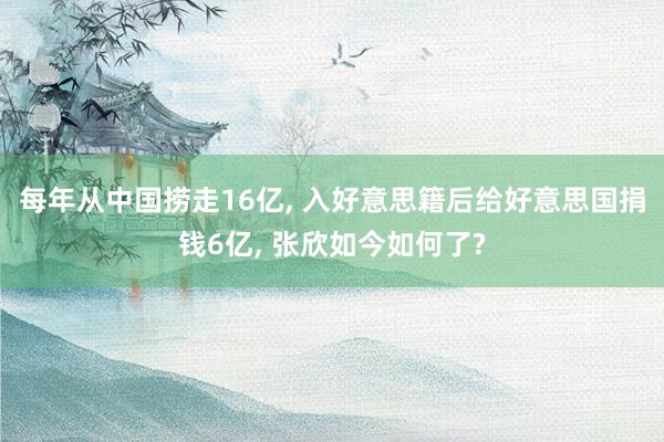 每年从中国捞走16亿, 入好意思籍后给好意思国捐钱6亿, 张欣如今如何了?