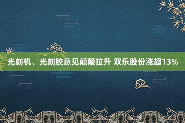 光刻机、光刻胶意见颠簸拉升 双乐股份涨超13%