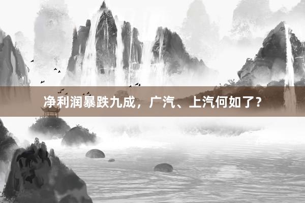 净利润暴跌九成，广汽、上汽何如了？